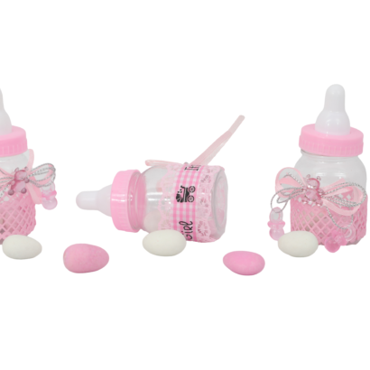 B-Biberon Rose avec 3 pièce dragée Amende