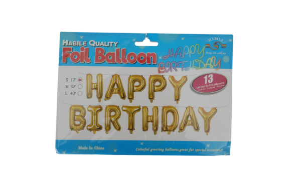 B- Happy Birthday Gonflable Argent ou doré – Image 2