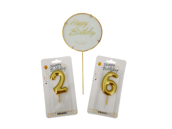 B-Pack Anniversaire Plexy doré  et 2 Numéro Gâteau